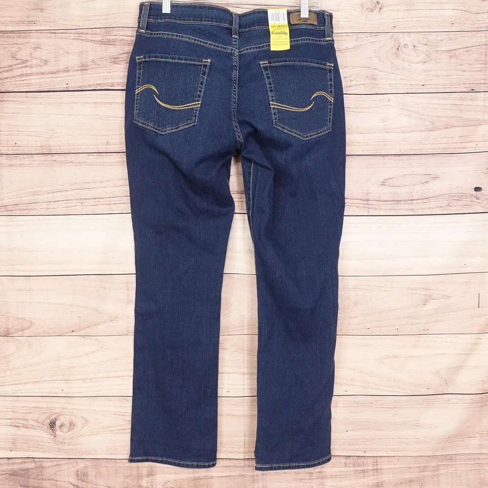 New! Signature Levi Strauss Modern Straight Jeans Womens 14S Mid Rise Stretch - Picture 6 of 13